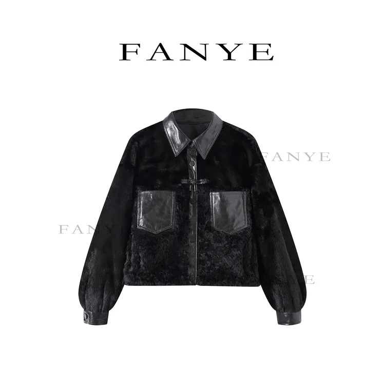 FANYE 2025冬季新款重磅高品极简水貂拼接皮毛一体夹克外套951331