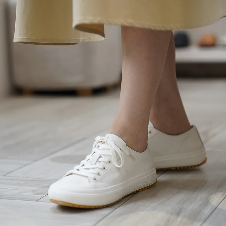 壹家shoes012014头层软牛皮小白鞋2.6公分轻便软复古平底运动鞋