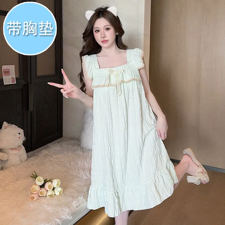 吊带睡裙带胸垫夏季薄款甜美公主风少女家居服睡衣轻奢气质可外穿