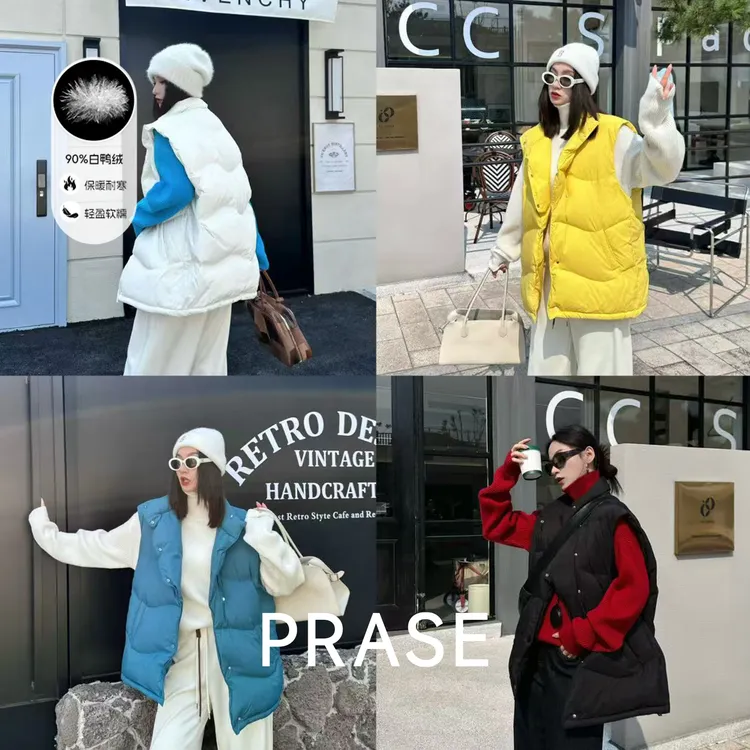 PRASE·噜【轻暖派】微胖冬90白鸭绒羽绒马甲保暖立领羽绒服PR510S01