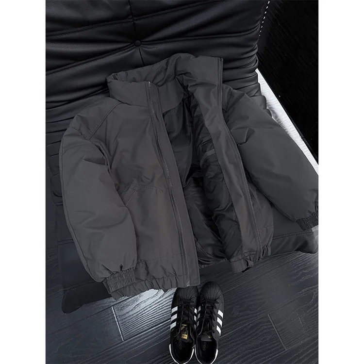 美式复古灰色飞行员夹克棉服男款秋冬季宽松休闲百搭立领棉衣外套