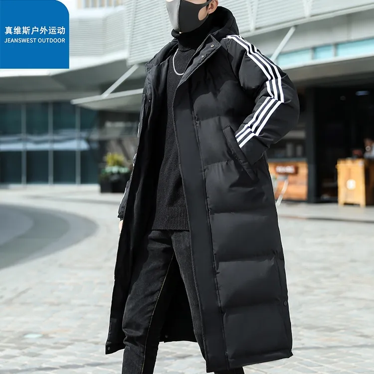 真维斯户外运动男士保暖棉服大码宽松过膝长款加厚侧开运动棉衣男