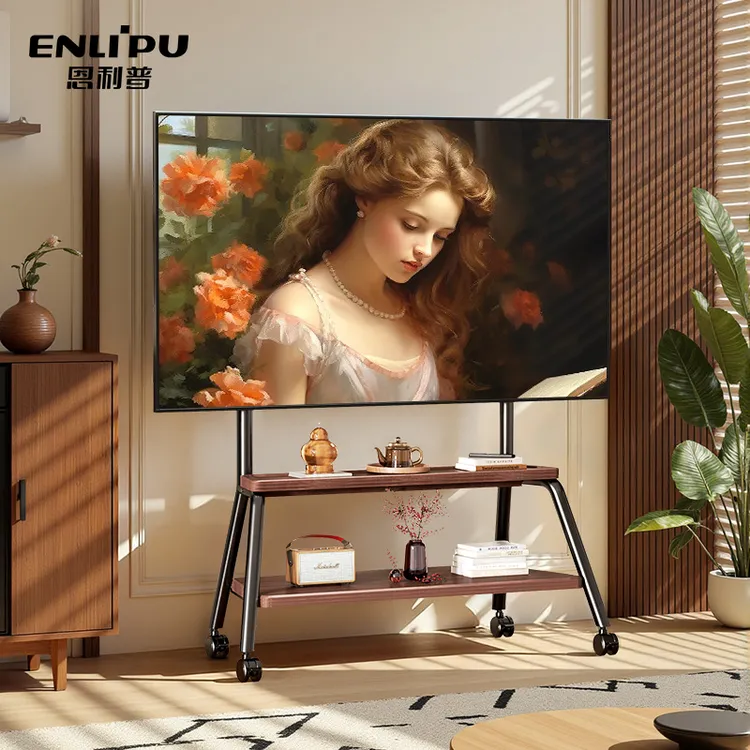 恩利普电视机可移动支架落地式带滑轮推车65/75/85英寸艺术挂架子