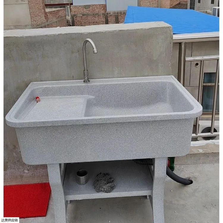 洗衣池带搓衣板阳台家用搓板庭院一体石英石大理石台盆水池水槽
