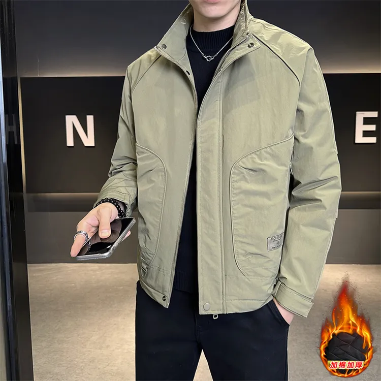 硬汉风质感男士工装立领夹克秋冬休闲保暖防风耐磨冲锋外套