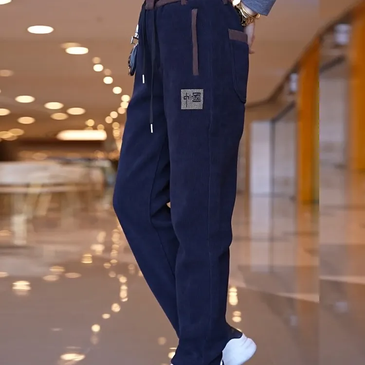 博奥绒休闲裤男春秋款2025春季新款中年男士宽松直筒长裤子爸爸装