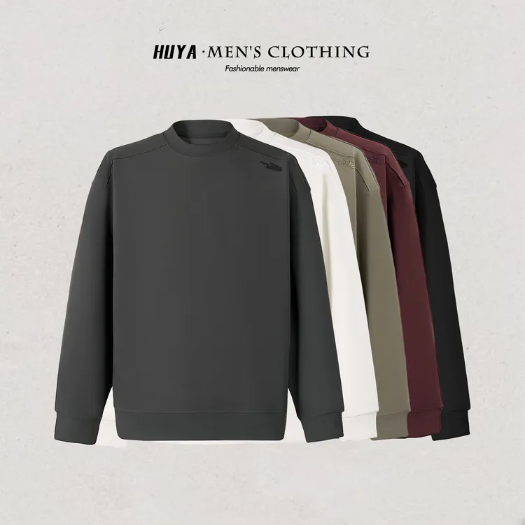 虎牙兄弟双面暖绒卫衣男款2025冬季字母刺绣拼接圆领长袖男X66913