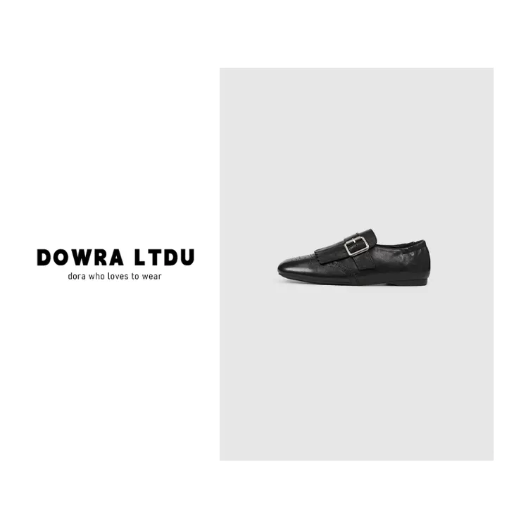 朵拉2025年冬季新款圆头精致纯色时尚百搭皮鞋单鞋女31-3317