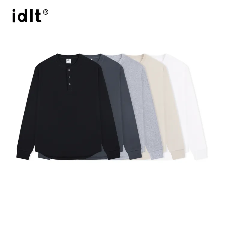 idlt 正肩亨利领T恤245g华夫格基础长袖简约百搭街头cleanfitTW01