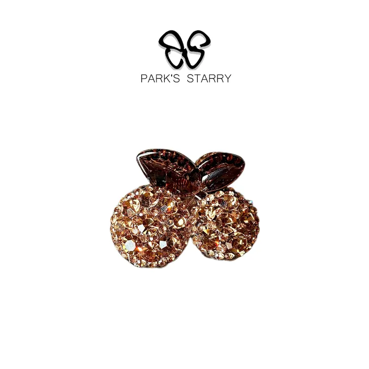 【朴朴韩国饰品】 Z107 简约百搭香槟金色樱桃钻闪4.5cm抓夹