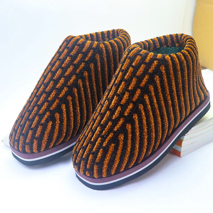 冬季保暖纯手工毛线棉拖鞋男女通用居家防滑钩织成品加绒加厚