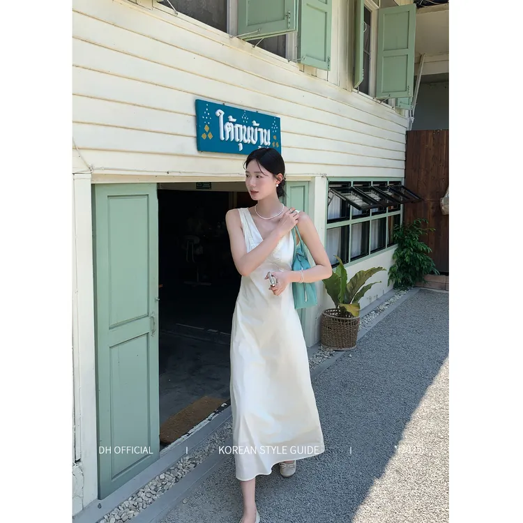 DH OFFICIAL 大花【南法小镇 France】温柔显瘦修身气质百搭连衣裙