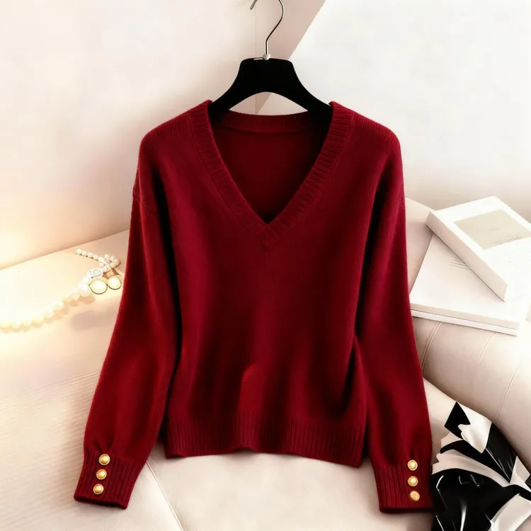 韩里韩气圣诞氛围感新年喜庆红色针织衫高端时髦气质小众百搭上衣