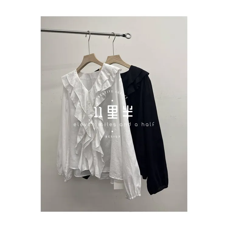 11里半&如懿甄选【天鹅】夏季时尚气质百搭设计感休闲小众衬衫