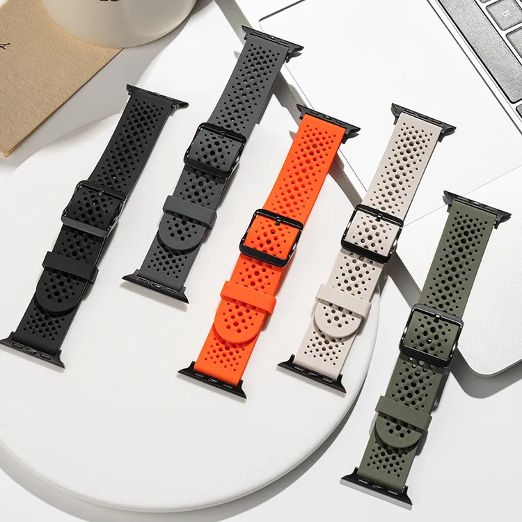 适用applewatch10苹果手表S9iwatchse8/7液态硅胶多孔6透气5新款4