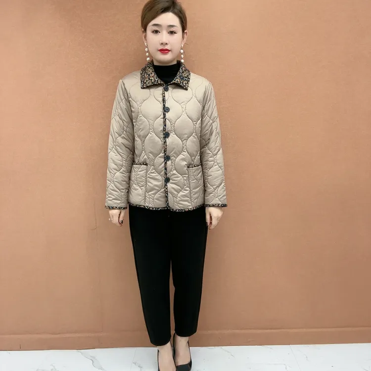 【专柜正品】新款中老年妈妈秋冬小棉袄加绒加厚棉衣时尚短款外套8