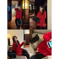 大婉酱微胖定制【新年红】小众气质穿搭毛衣软糯慵懒毛织上衣 3146D