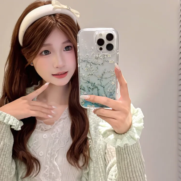 梵高的杏花盛开适用iphone16promax苹果15pro手机壳14新款13防摔