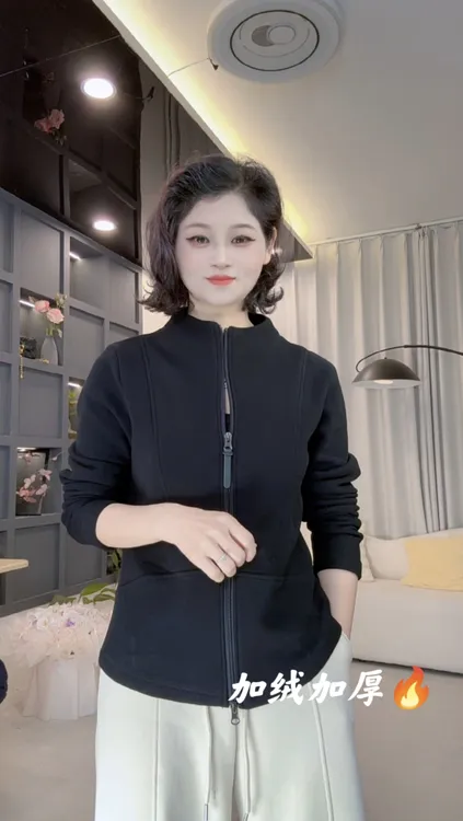 厚款立领冬季保暖短款女短外套户外休闲加绒开衫5720