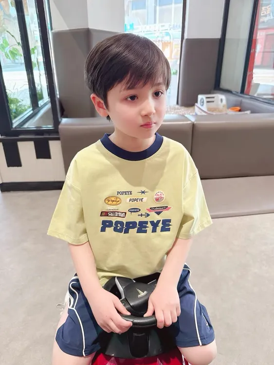 撞色拼接~男童卡通印花短袖T恤2025夏季新款儿童韩版宽松半袖上衣