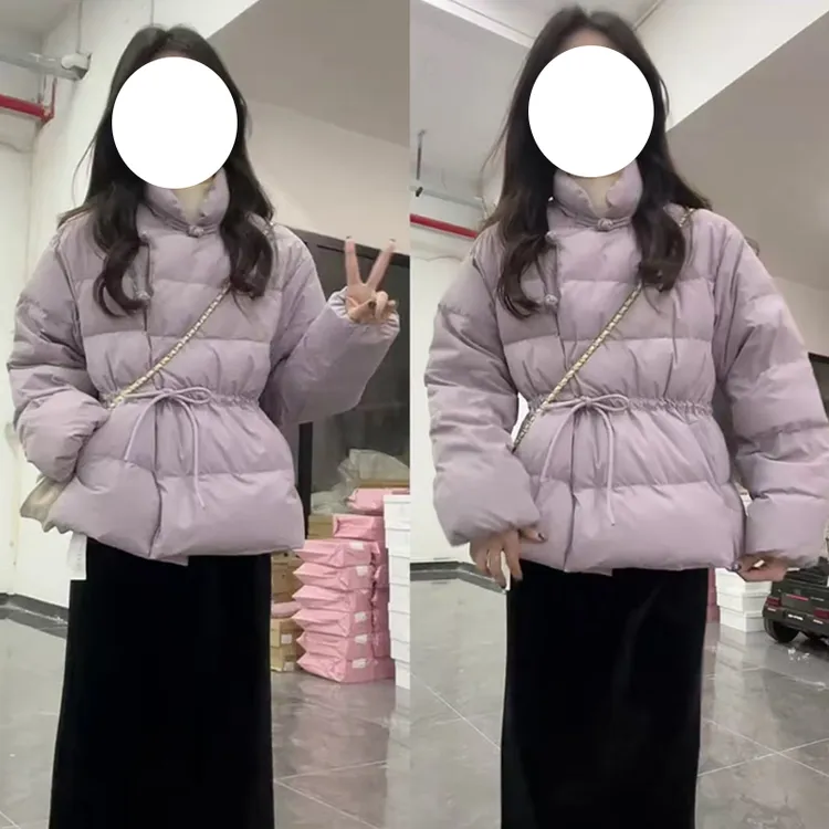 2025冬季新款云朵泡芙立领面包服外套女大码胖MM加厚保暖收腰棉衣