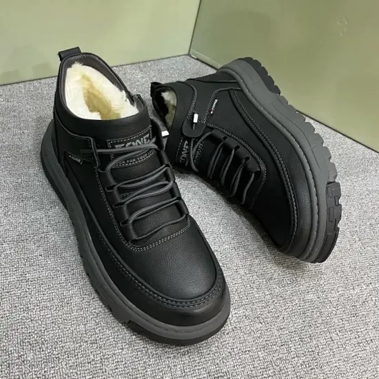 冬季男士加厚保暖羊毛休闲鞋橡胶软底高帮棉鞋男士棉鞋大棉鞋加绒