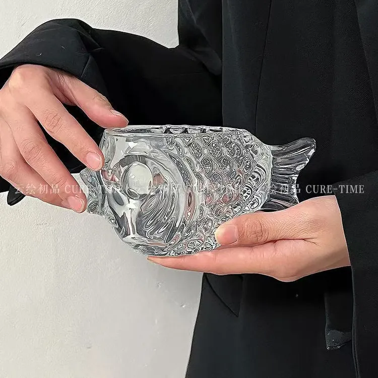 轻奢透明小号鱼杯年年有鱼小摆件桌面玄关收纳