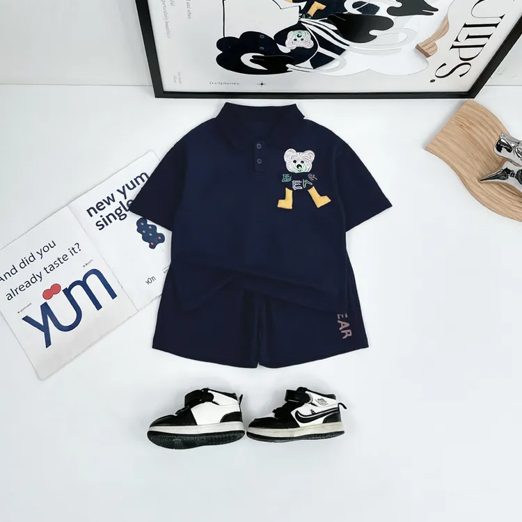 儿童套装2025新款男童短袖两件套宽松 HZ25396悠悠童话联名泰迪熊