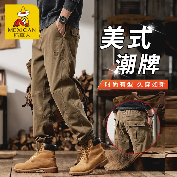 Mexican/稻草人美式潮牌工装裤男士2025新款秋冬季束脚休闲长裤子