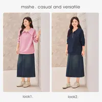 【现货半拉链大翻领宽松卫衣】MsShe大码女2025新秋空气层C2510006