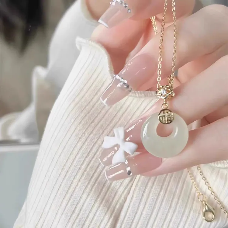 铜陶瓷项链 福气平安扣项链吊坠锁骨链女士夏季轻奢母亲节送礼物