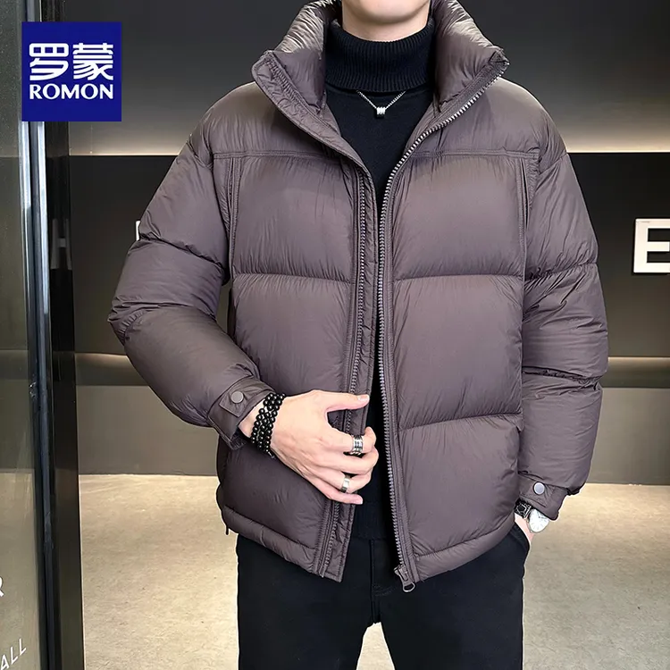罗蒙短款白鸭绒时尚保暖抗皱羽绒服男装2025痞帅高级感店主风外套