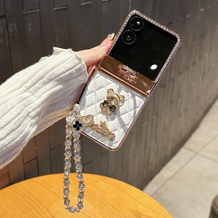 适用小米MIXFlip2折叠屏手机壳高级感菱格轻奢钻熊壳膜一体保护套