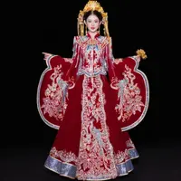 明式改良秀禾服2025新款重工新娘结婚丝绒嫁衣凤冠霞帔出阁礼服女