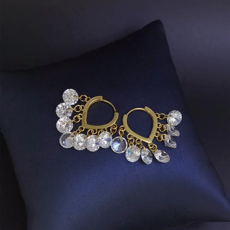 925银合成锆石耳饰 通体925银轻奢气质精致ins风设计感耳圈纯银