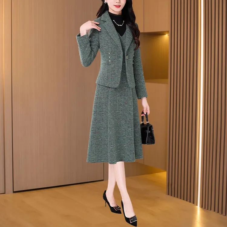 拉夏贝尔小香风时尚套装连衣裙春秋2025新款爆款气质高级感两件套