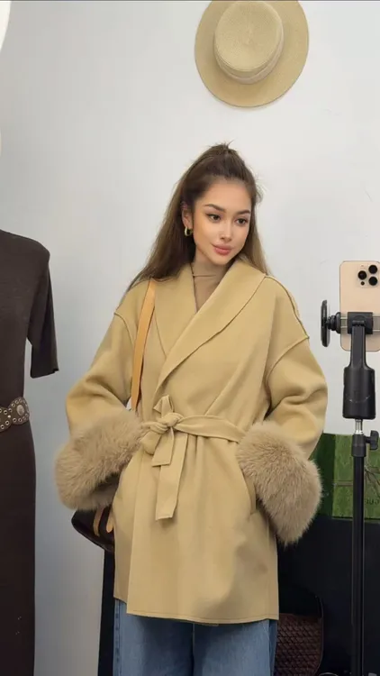 呢子大衣外套秋冬老钱风女女装直下摆法式