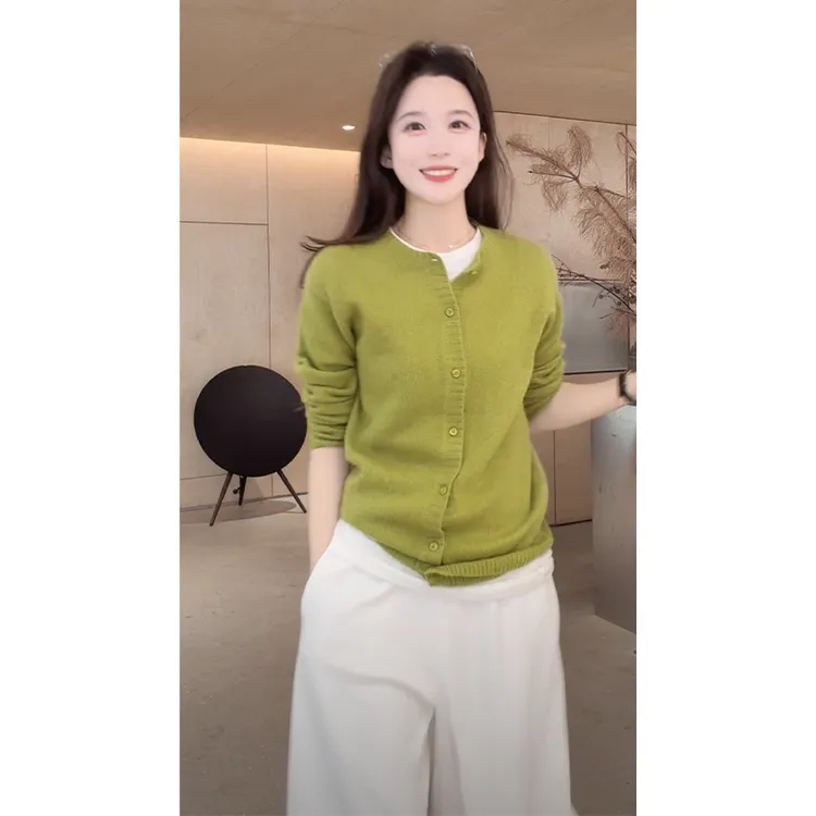 Z.blues【冬日色彩】羊毛羊绒 单排扣开襟毛衣YZDFDG0320