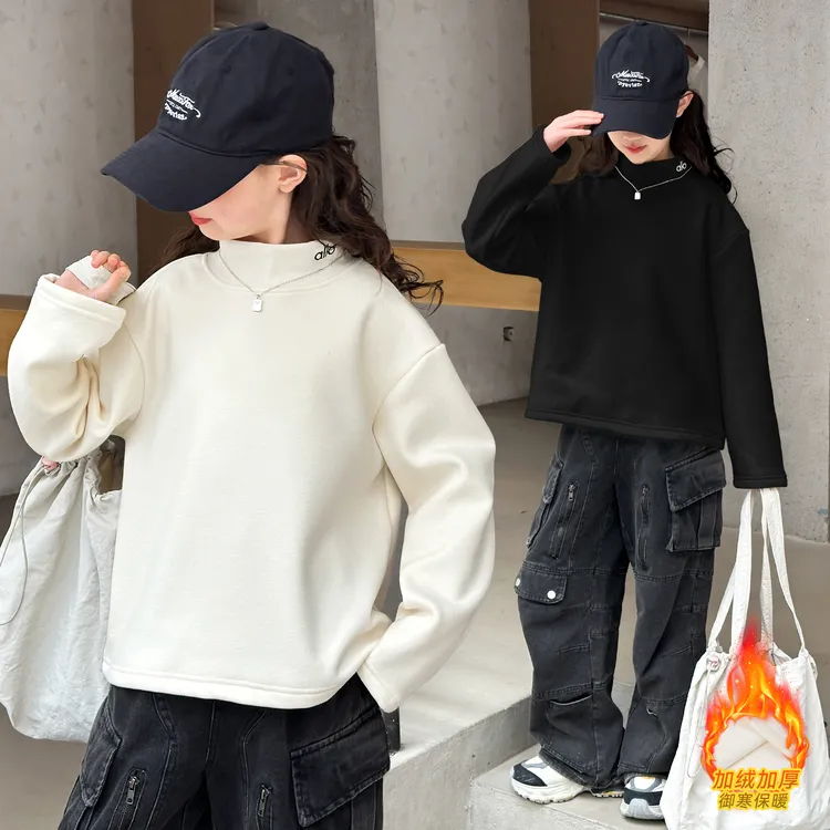 韩版女童长袖内搭高领T恤冬季半高领中大童加厚打底
