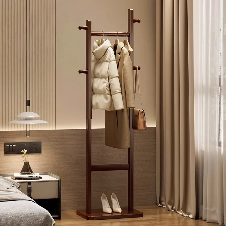 全实木挂衣架落地式卧室家用2025新款衣帽架房间不占地挂衣服架子