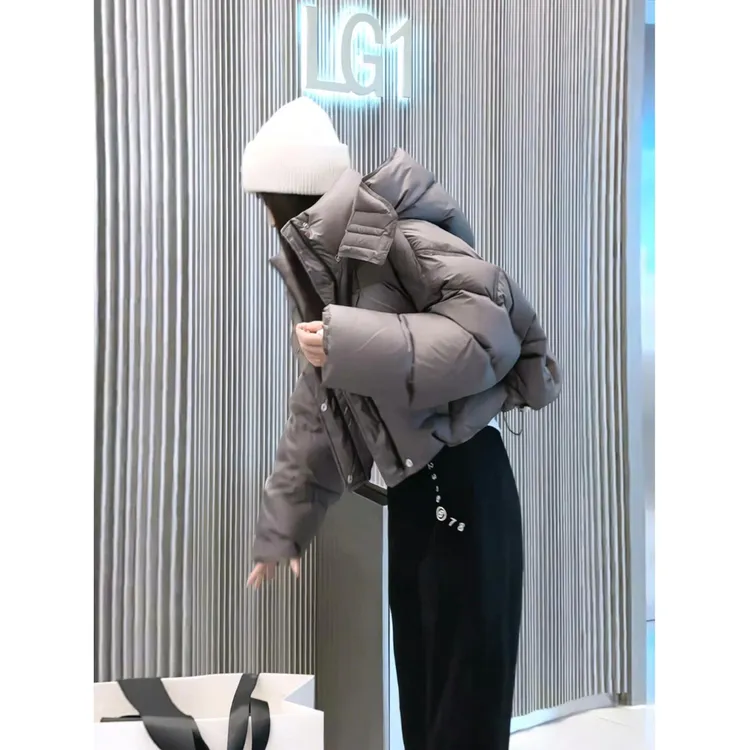2025冬季新款女士肯豆风连帽棉服韩系宽松加厚保暖棉衣短外套时尚