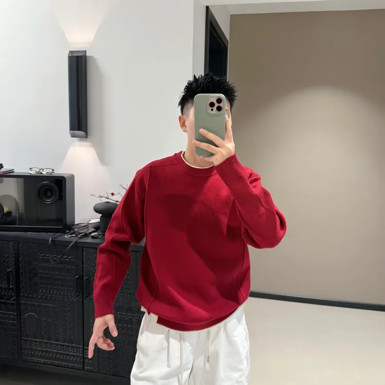 8699节气氛围高品质假两件针织毛衣