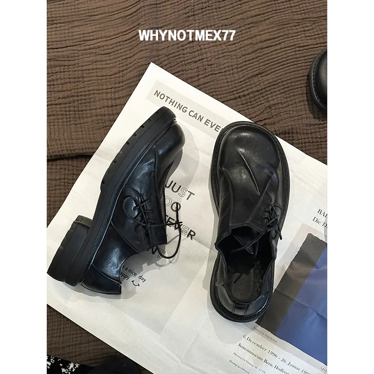 【序77】德比鞋男款黑色大头皮鞋小众褶皱高级感通勤潮鞋子