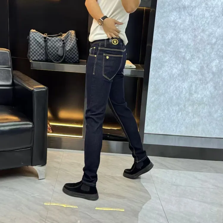 秋季新款时尚修身百搭潮流男士休闲明线牛仔裤-6639