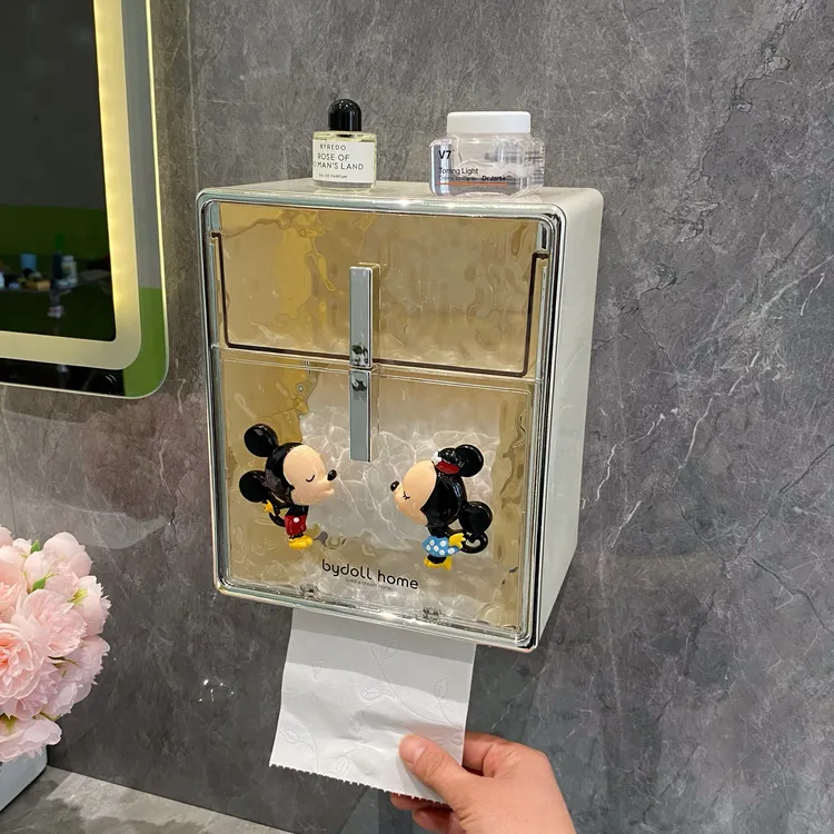 卫生间厕纸盒洗脸巾收纳盒壁挂式厕所纸巾盒抽纸高级感创意卷纸盒