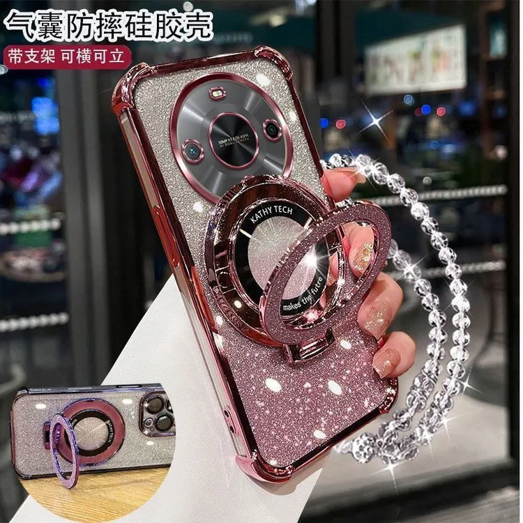 华为畅享70X手机壳BREAL80轻奢女款闪粉四角气囊防摔带镜头膜支架