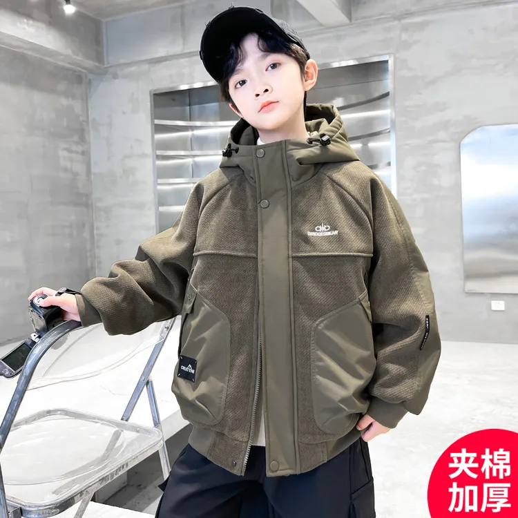 儿童装男童冬装夹棉外套2025新款中大童秋冬款男孩加厚冬季派克服