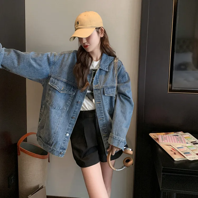 美式复古高级感水洗宽松炸街衣服bf慵懒风洋气上衣时尚牛仔外套女