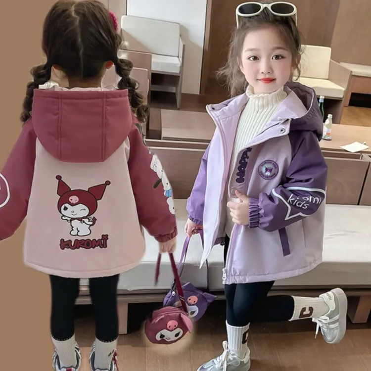 【加绒】女童加绒冲锋衣2025秋冬装新款连帽加厚外套洋气保暖上衣