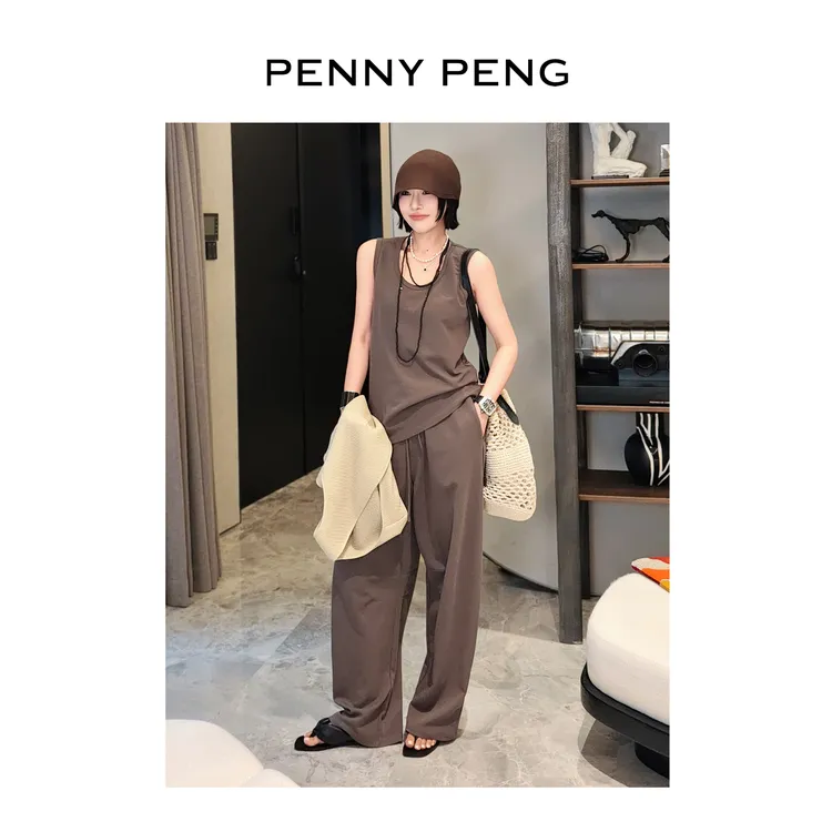 PENNYPENG贝克街来信夏百搭老钱风度假洋气千金宽松纯色套装